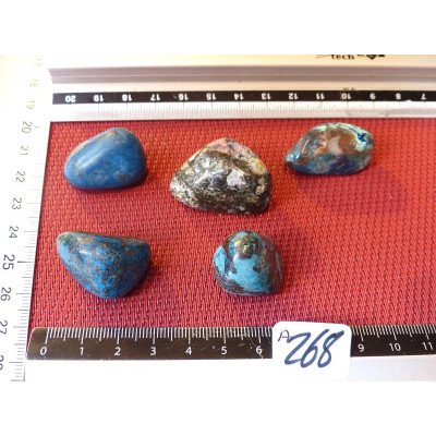 Shattuckite Congo Lot de 5 Pierres Roulées 69g | Minéraux Paubrasil