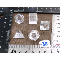 Jeu 5 solides de Platon cristal de roche Q Extra Brésil dia 15 mm