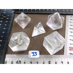 Jeu 5 solides de Platon cristal de roche Q Extra Brésil dia 25 à 40 mm