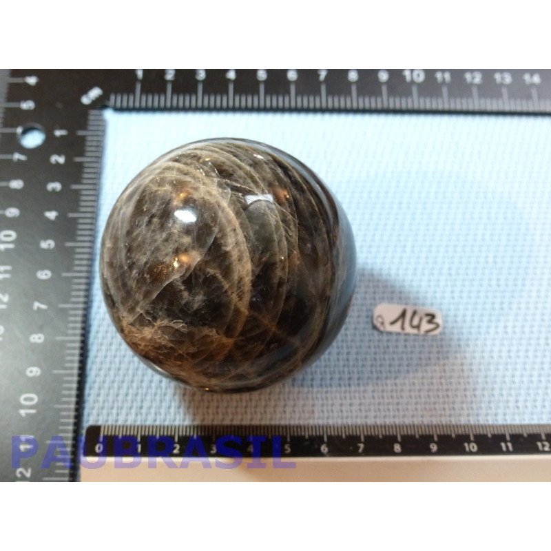 Sphère en Pierre de Lune noire 355g 6,4dia