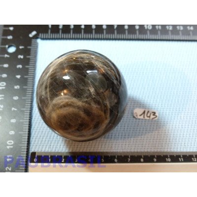 Sphère en Pierre de Lune noire 355g 6,4dia