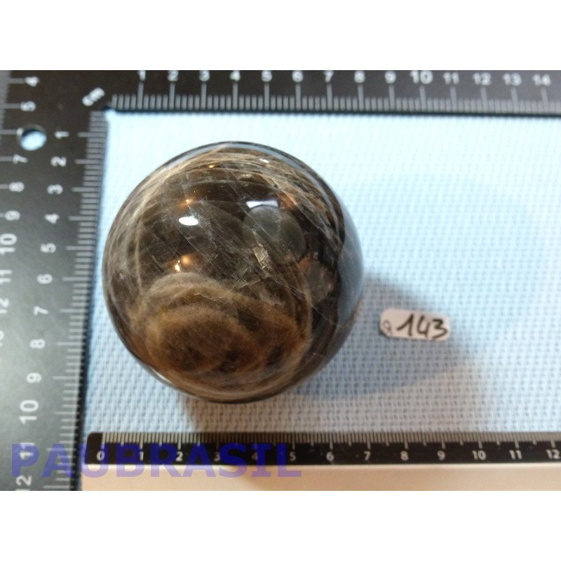 Sphère en Pierre de Lune noire 355g 6,4dia