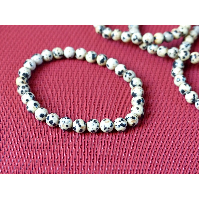 Bracelet Jaspe Dalmatien Lamparcien Q Extra en perles de 6mm