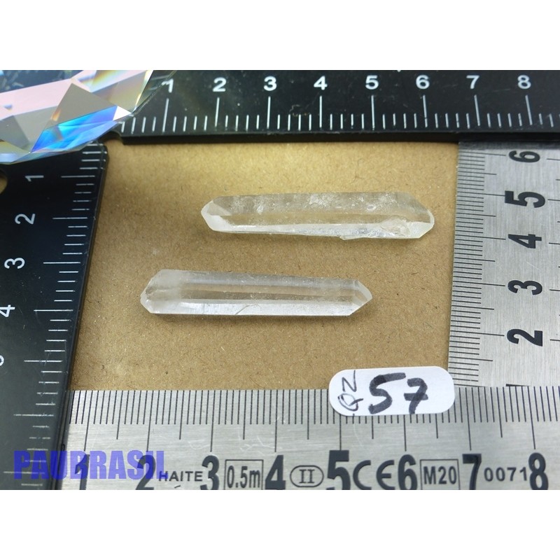 2 Pointes biterminées en cristal de roche Q Extra  pour lithothérapie 6gr50