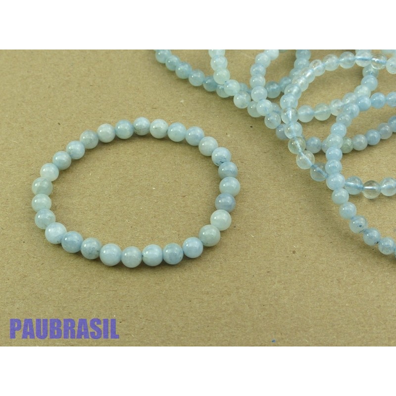 Bracelet Perles Aigue-marine Et Or Jaune - Longueur 19 Cm - Occasion