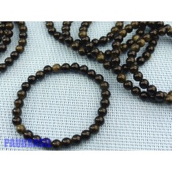 Bracelet Obsidienne à reflets or en perles de 6mm
