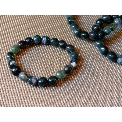 Agate Mousse Bracelet Pierres Roulées