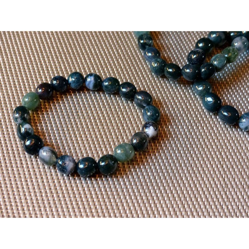 Agate Mousse Bracelet Pierres Roulées