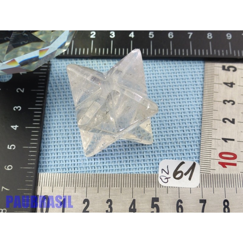 Merkaba en cristal de roche 42mm pointe à pointe 58gr50