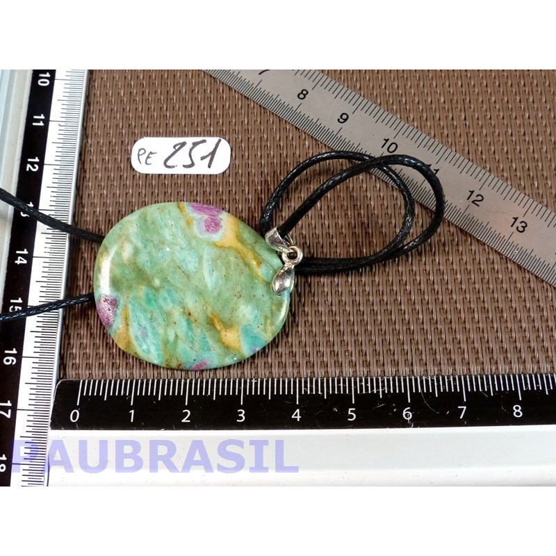 Pendentif Rubis sur Fuchsite mini pierre plate 11gr