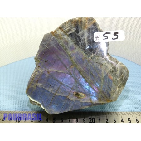 Labradorite violette brute une face polie Q Extra 1536g - tient debout