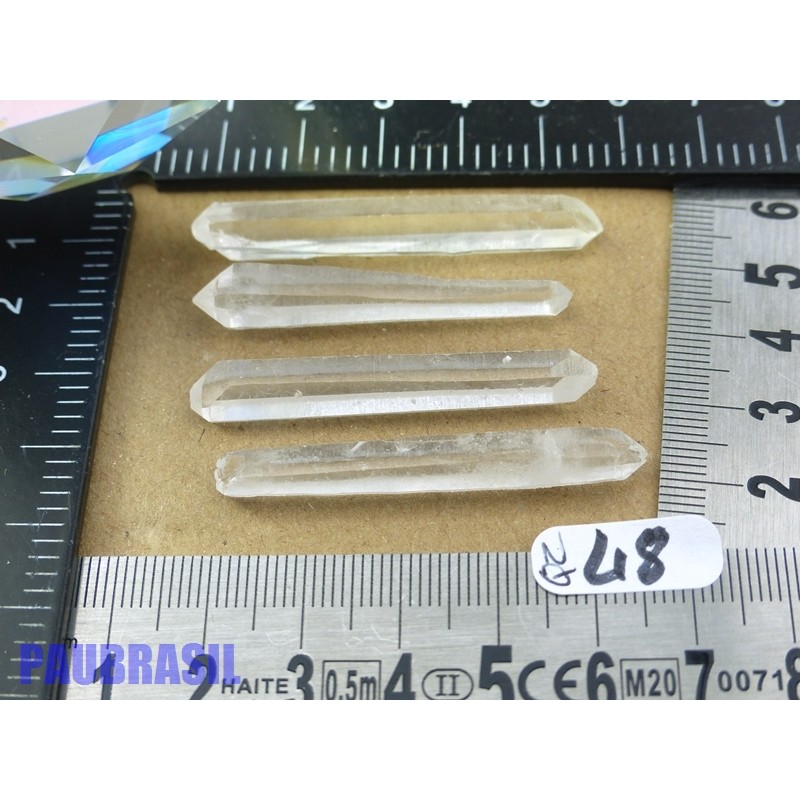 4 Pointes biterminées en cristal de roche Q Extra  pour lithothérapie 13g