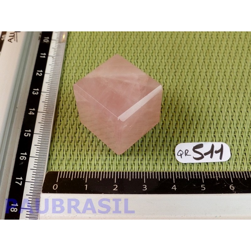 Cube poli en Quartz Rose Q Extra Brésil 30g 23mm