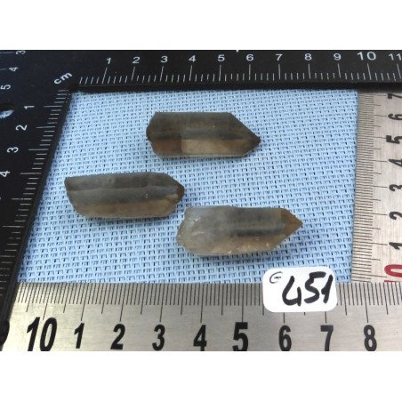 Quartz Fumé Lot de 3 Pointes Brutes 25gr50 | Minéraux Paubrasil