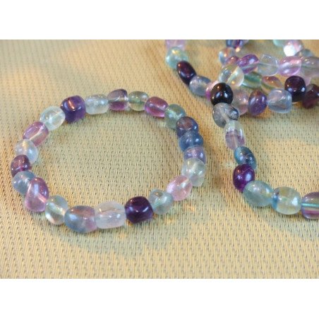 Fluorite, Fluorine Bracelet Pierres Roulées Multicolores