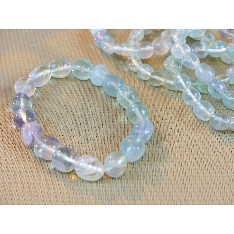 Fluorite, Fluorine Verte Q Extra Bracelet Pierres Roulées