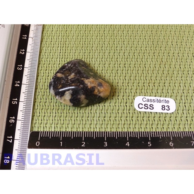 Cassiterite sur quartz en pierre roulée 10g