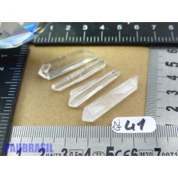 4 Pointes biterminées en cristal de roche Q Extra  pour lithothérapie 9g