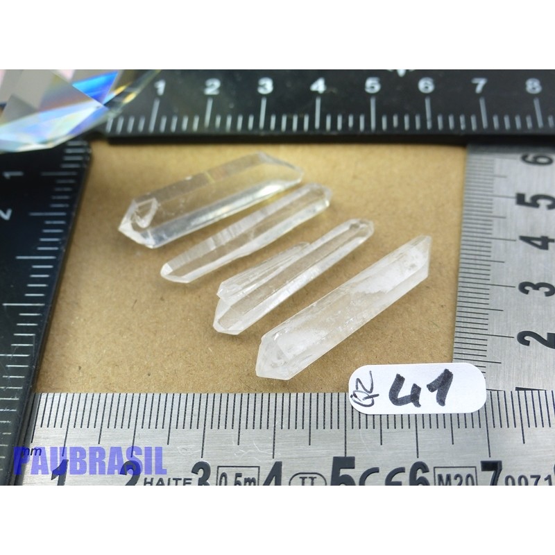 4 Pointes biterminées en cristal de roche Q Extra  pour lithothérapie 9g