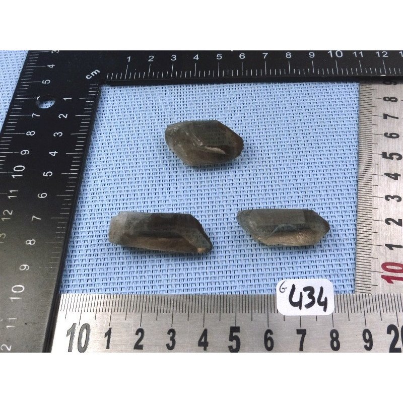 Quartz Fumé Lot de 3 Pointes Brutes 24gr50 | Minéraux Paubrasil