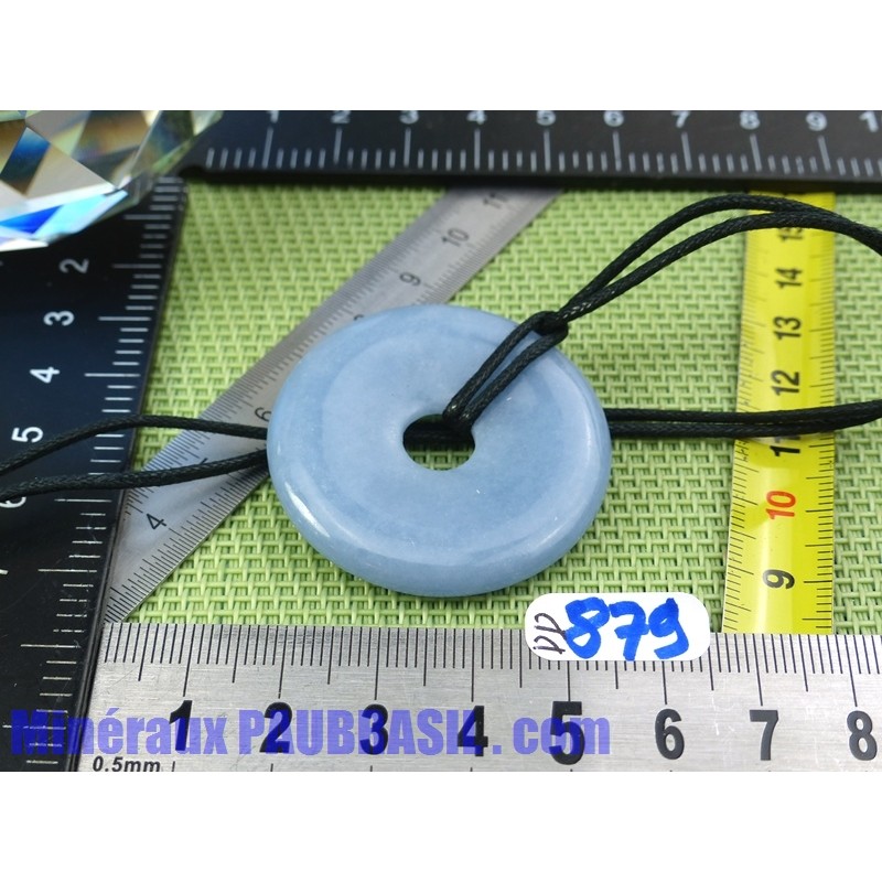 Pi Donut pendentif en Angelite - Anhydrite bleue de 4cm