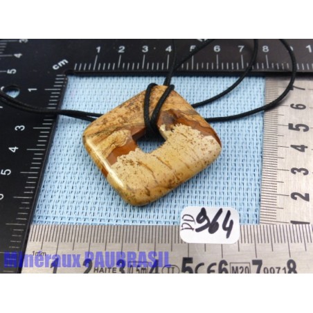 Pi donut CARRE pendentif en Jaspe Paysage Q Extra 4 cm
