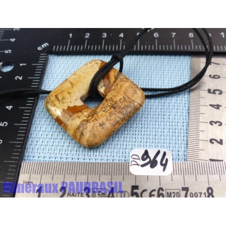 Pi donut CARRE pendentif en Jaspe Paysage Q Extra 4 cm