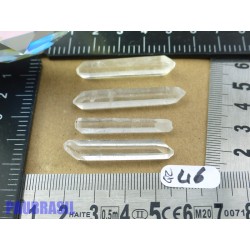 4 Pointes biterminées en cristal de roche Q Extra pour lithothérapie 12g