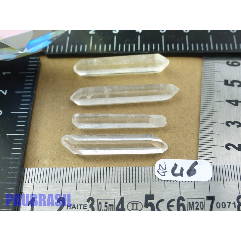 4 Pointes biterminées en cristal de roche Q Extra pour lithothérapie 12g