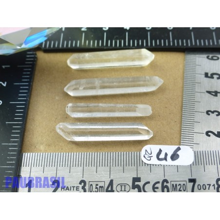 4 Pointes biterminées en cristal de roche Q Extra pour lithothérapie 12g