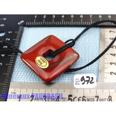Pi donut CARRE pendentif en Jaspe Rouge Q Extra 4 cm