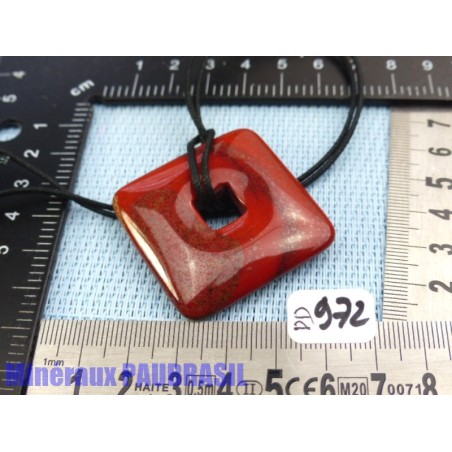 Pi donut CARRE pendentif en Jaspe Rouge Q Extra 4 cm