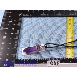 Pendentif Pointe biterminée Amethyste 38mm monture metal