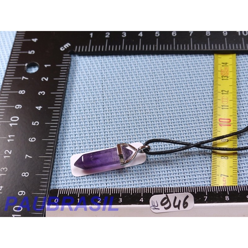 Pendentif Pointe biterminée Amethyste 38mm monture metal