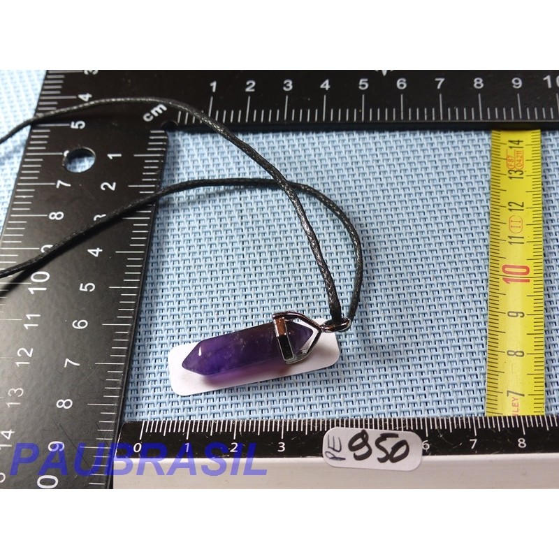 Pendentif Pointe biterminée Amethyste 38mm monture metal