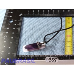 Pendentif Pointe biterminée Amethyste 38mm monture metal
