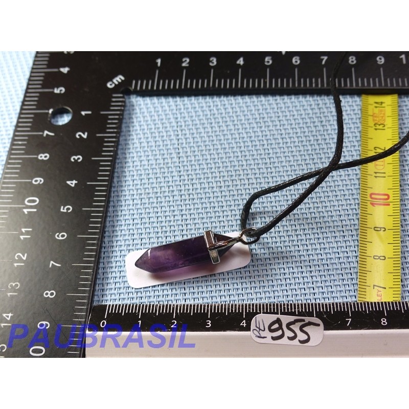 Pendentif Pointe biterminée Amethyste 38mm monture metal