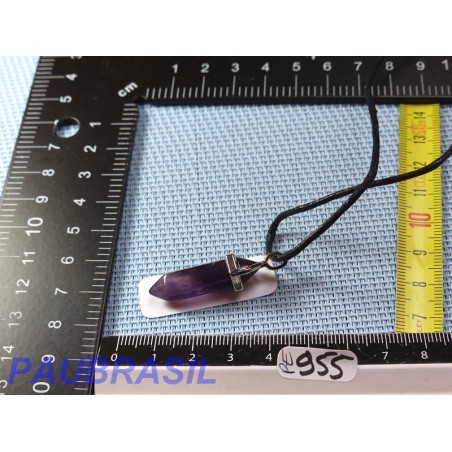 Pendentif Pointe biterminée Amethyste 38mm monture metal